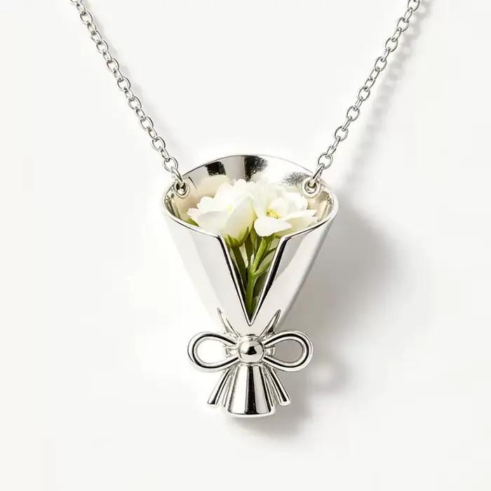 Nouvel Arrivage Collier Pendentif Mini Bouquet de Fleurs Amovible de Luxe pour Femme, Bijou Tendance