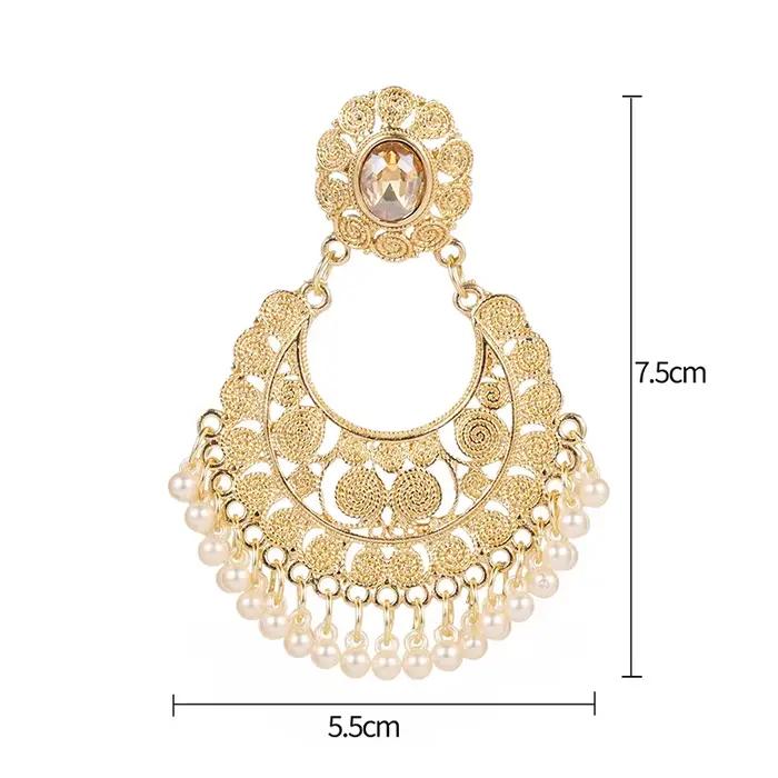 Boucles d'oreilles Jhumka indiennes de luxe pour femmes