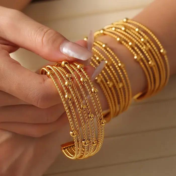 Bracelets de manchette multicouches pour femme