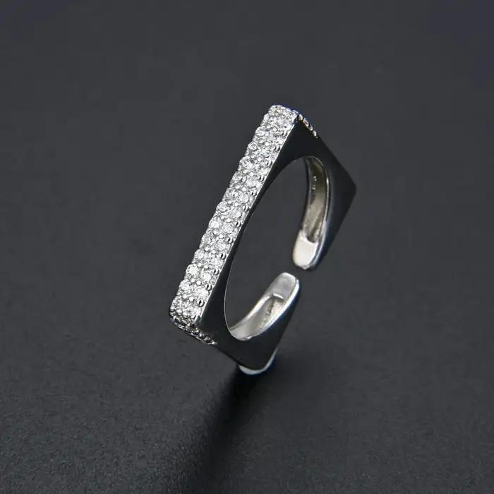 Bague carrée Simple couleur argent pour femmes