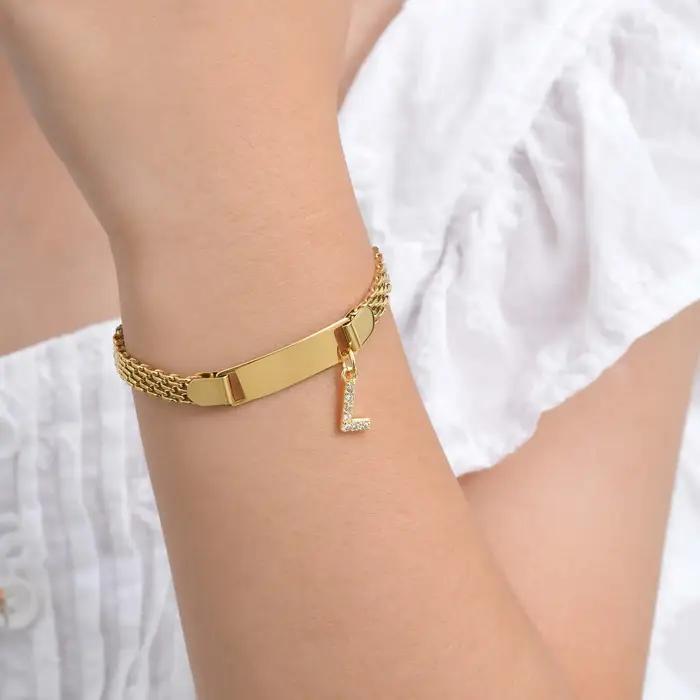 Bracelet personnalisé avec nom d'identification gravé pour femmes et filles