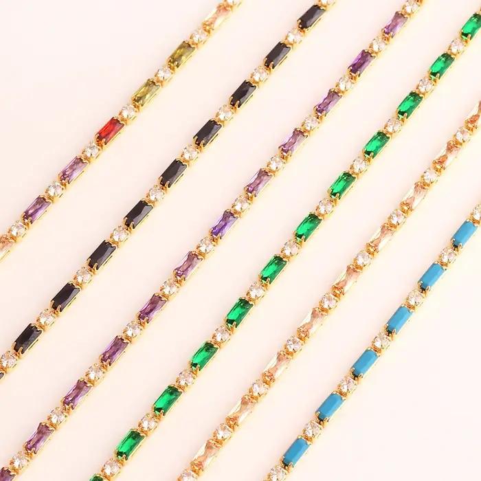 Bracelet de Tennis CZ en Zircon glacé arc-en-ciel pour femmes