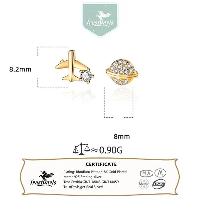 Trustdavis – boucles d'oreilles simples en argent 925 véritable