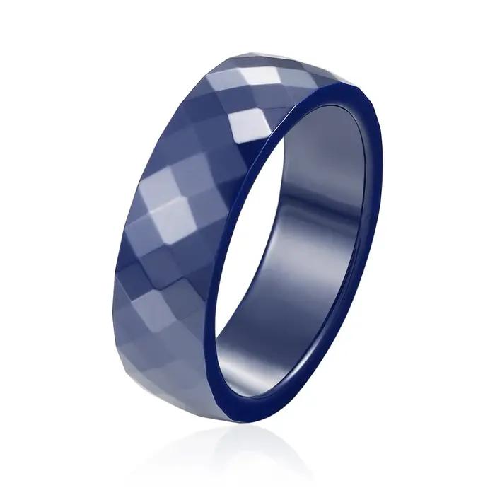 Bagues en céramique multi-facettes bleu foncé et noir pour hommes et femmes