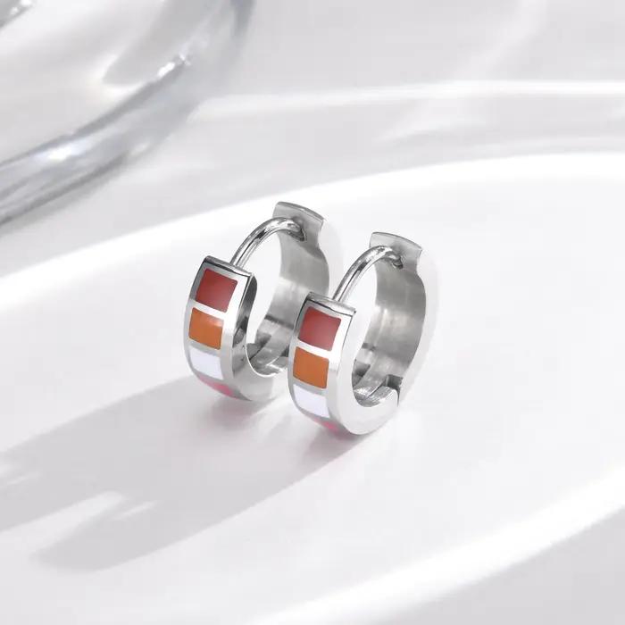 Boucle d'oreille Huggie arc-en-ciel LGBT pour Leibian Gay