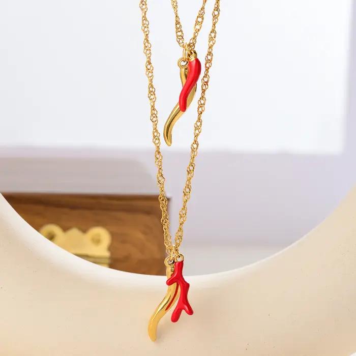 Collier pendentif porte-bonheur Chili Pepper