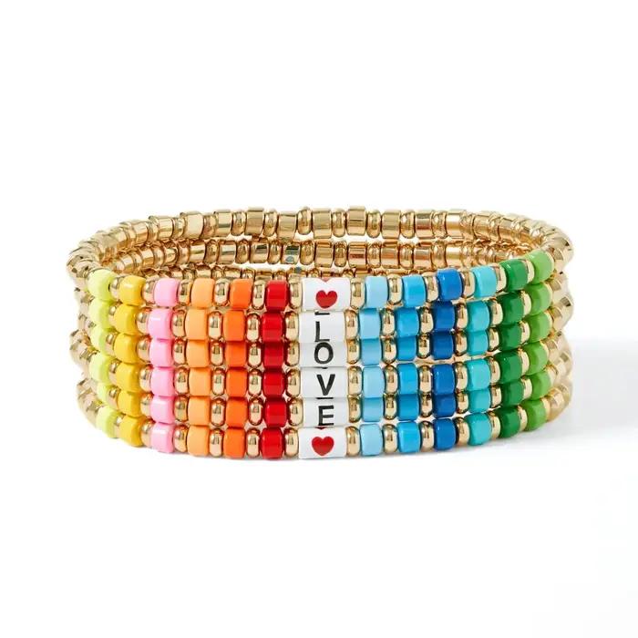 Ensemble de Bracelets en perles de couleur or pour femmes