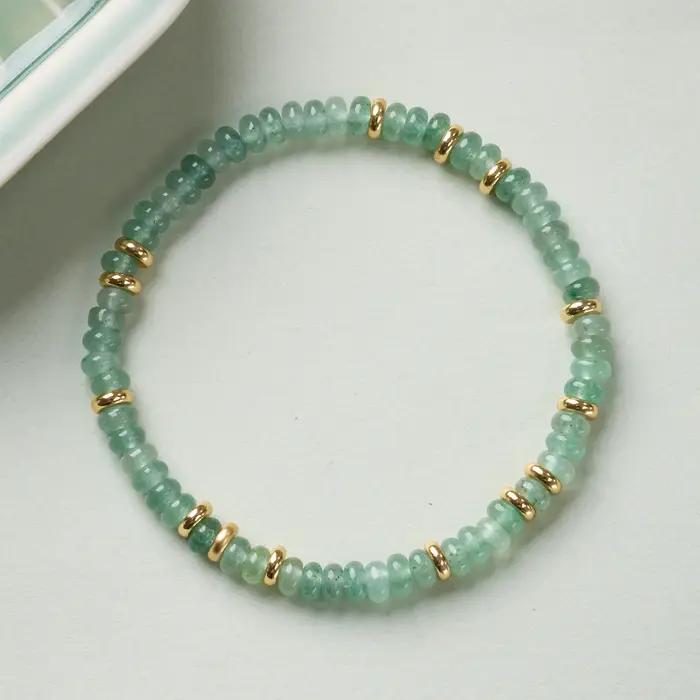 Bracelet en perles d'aventurine verte naturelle pour femme, porte-bonheur, prospérité, cristal de gu