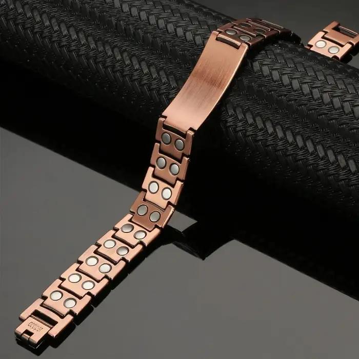 Bracelet magnétique en cuivre personnaliser ID nom Bracelets pour hommes femmes