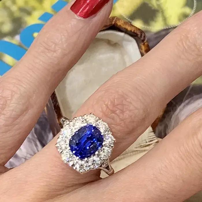 Huitan – bague en zircone cubique bleue scintillante pour femmes