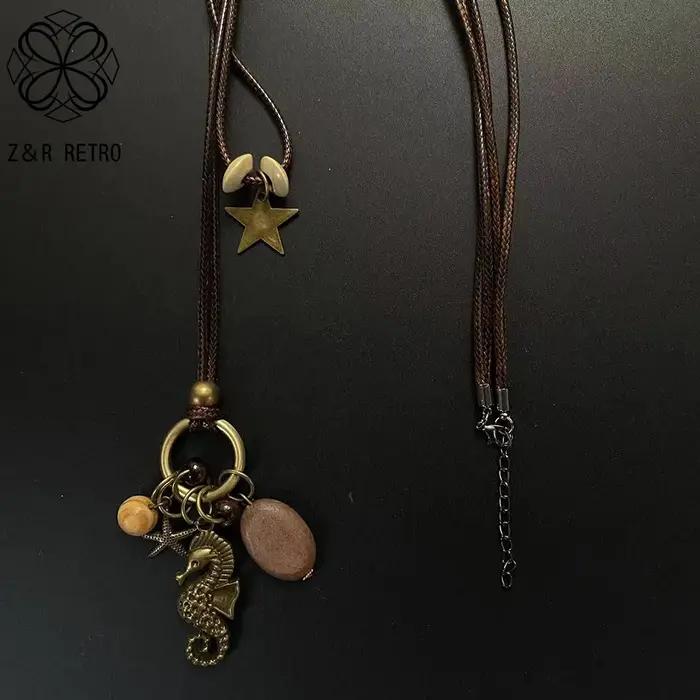 Collier en métal Antique cheval de mer fait à la main pour femmes