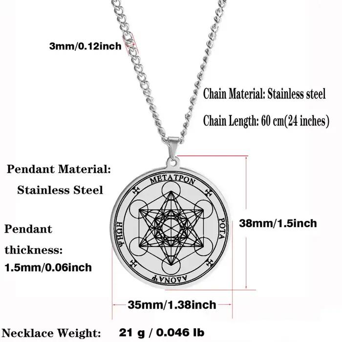 Metatron's Cube Kabbale pendentif collier femmes hommes amulette spirituelle mystique en acier inoxydable bijoux accessoire cadeau