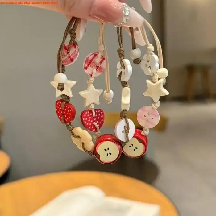 E06E Bracelet des pommes à charme élégant avec des cadeaux spéciaux corde couleur vibrante pour les filles