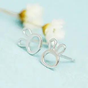 Boucles d'oreilles lapin en argent Sterling 925, bijoux à la mode pour femmes et filles