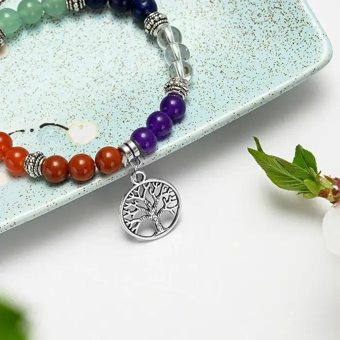 Bracelet Arbre de Vie 7 Chakras en pierre naturelle