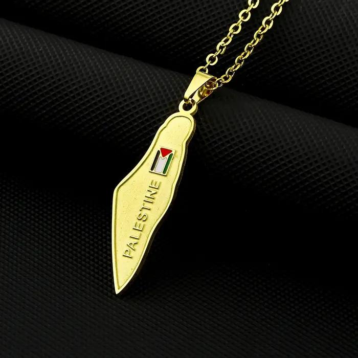 Collier pendentif carte de la Palestine pour hommes et femmes