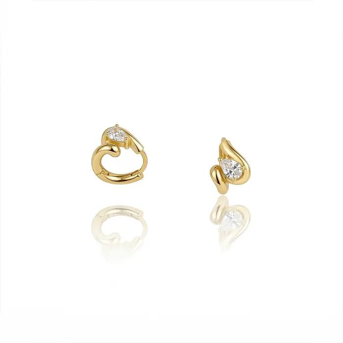 Moonmory – boucles d'oreilles chic en spirale dorée, petites boucles d'oreilles scintillantes en Zir