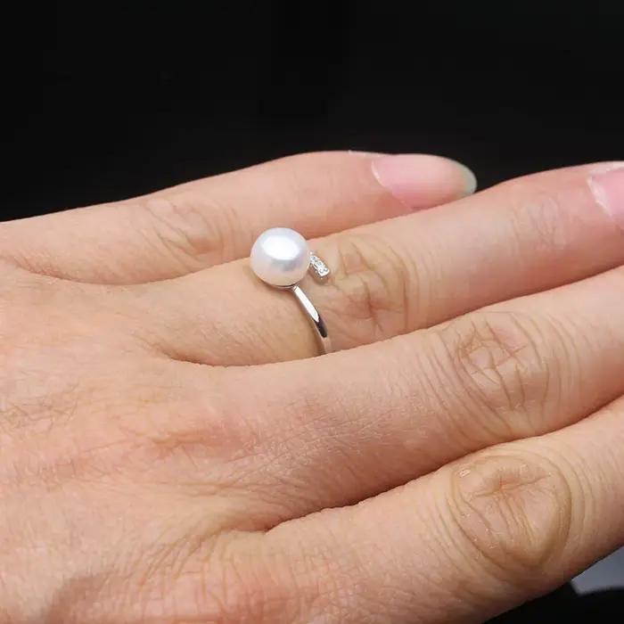 Bagues en perles noires naturelles d'eau douce