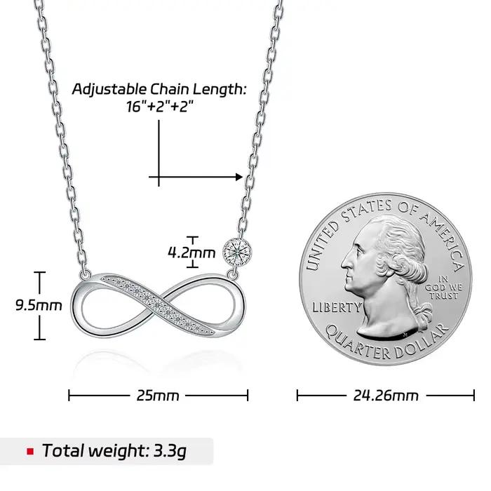 M-JAJA Moissanite collier Möbius boucle infinie pendentif