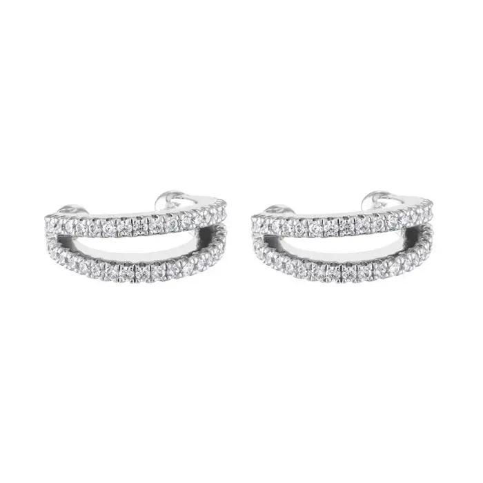 Boucles d'oreilles à clip Crmya en cuivre serties de zirconium cubique élégantes pour femmes occasions spéciales comme anniversaire et mariages