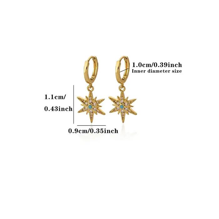 Boucles d'oreilles étoile Arbre de Vie pour femme, plaqué or 18 carats, nœud, mains de Fatima, penda