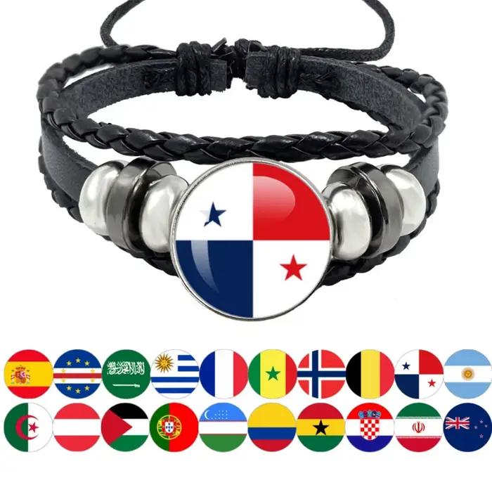 Bracelet drapeau National sénégal français norvège algérie autriche portugais tissé multicouche
