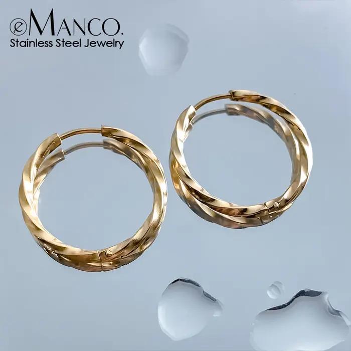 EManco – boucles d'oreilles rondes en acier inoxydable pour femmes et filles