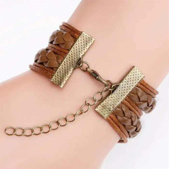Bracelet Mandala Fleurs en cuir tissé vintage multicolore pour femmes et hommes occasions spéciales