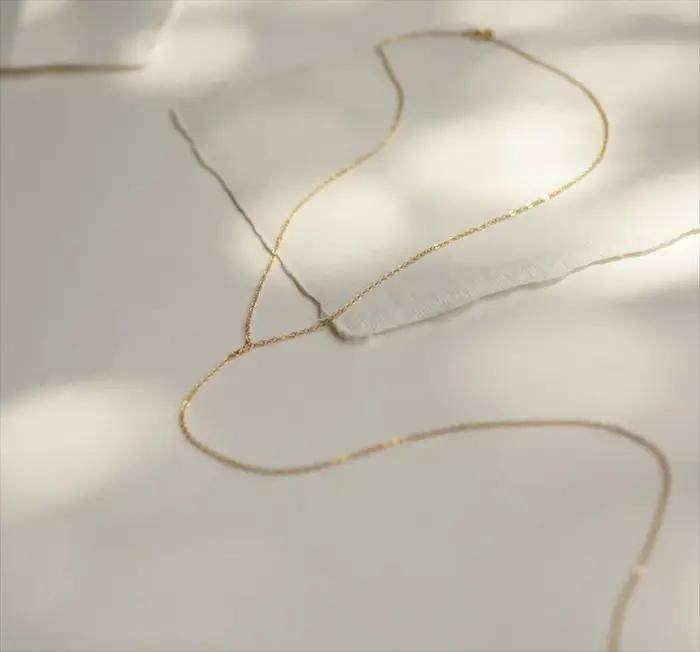 Collier en Y rempli d'or 14K