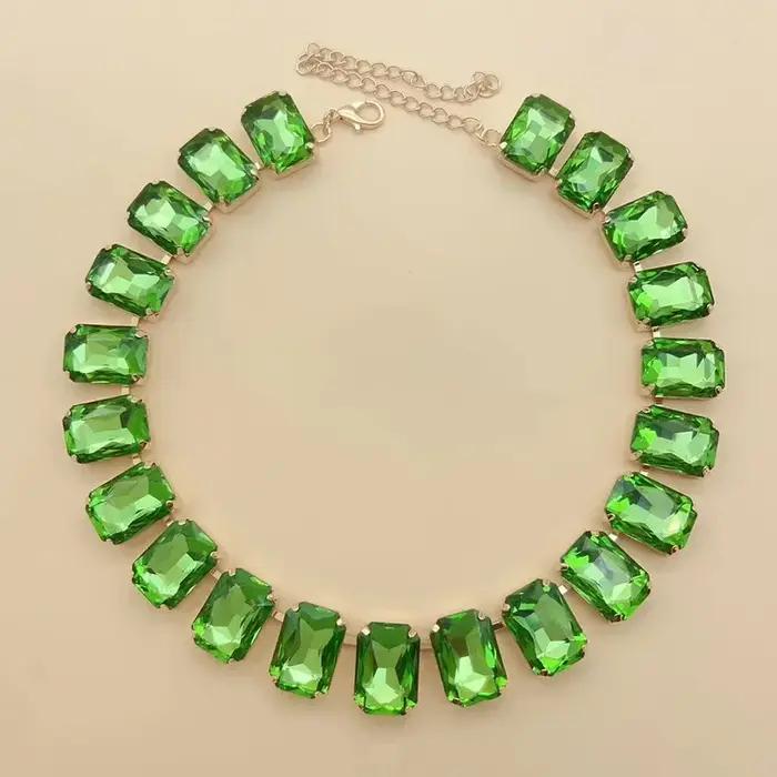 Collier en cristal rose bleu brillant réglable pour femmes grandes occasions spéciales soirée vintage mode