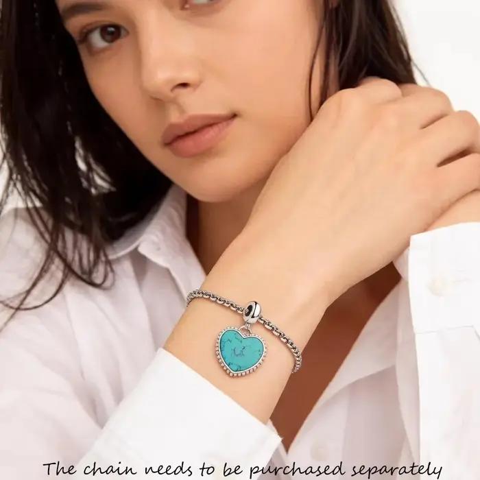 Pendentif à breloque éternelle cœur bleu pour femmes