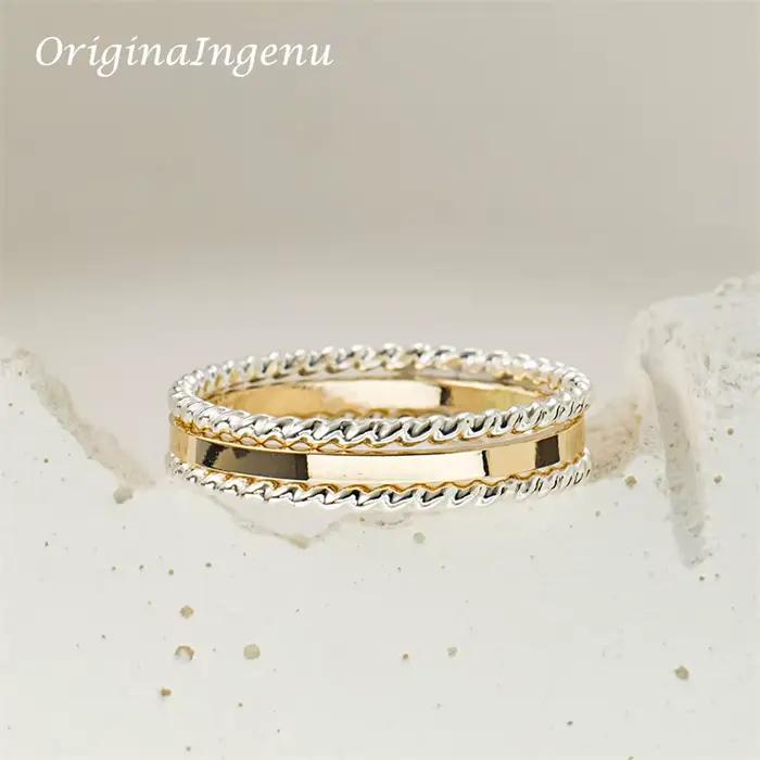 Ensemble de 3 bagues empilables remplies d'or