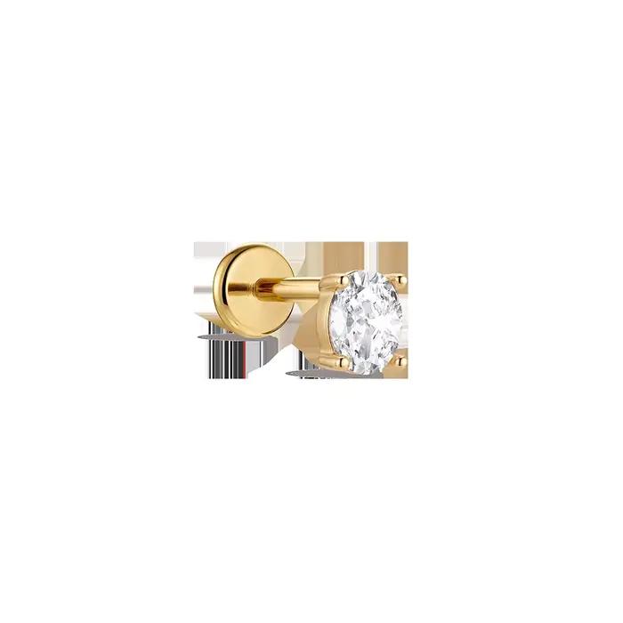 ROXI 1PC 14K Or massif classique minimaliste ovale CZ Clou d'oreille pour piercing tragus Tendance Q