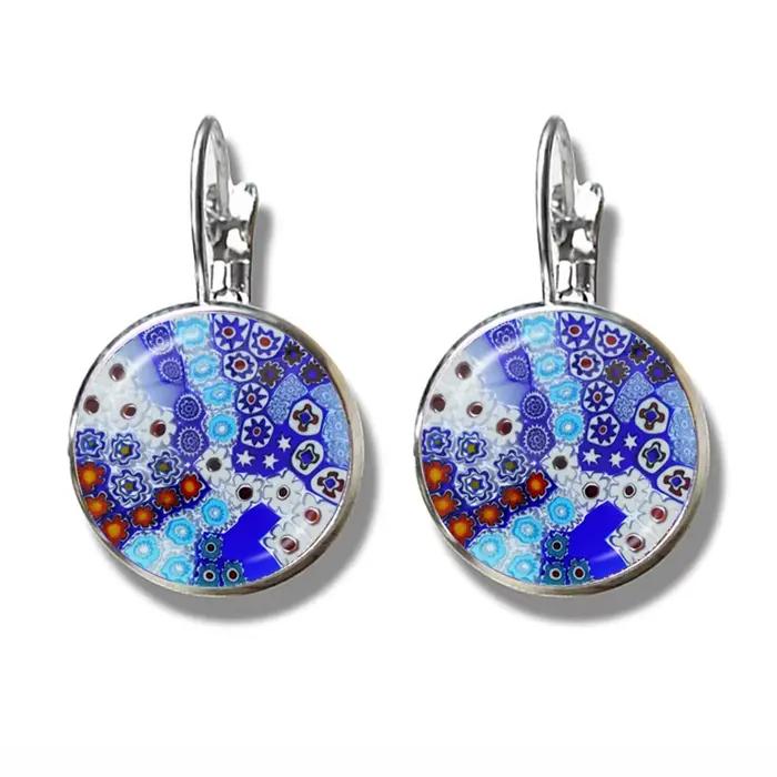 Boucles d'oreilles Murano Millefiori multicolores pour femmes style handmade verre rond occasions spéciales cadeau fantastique
