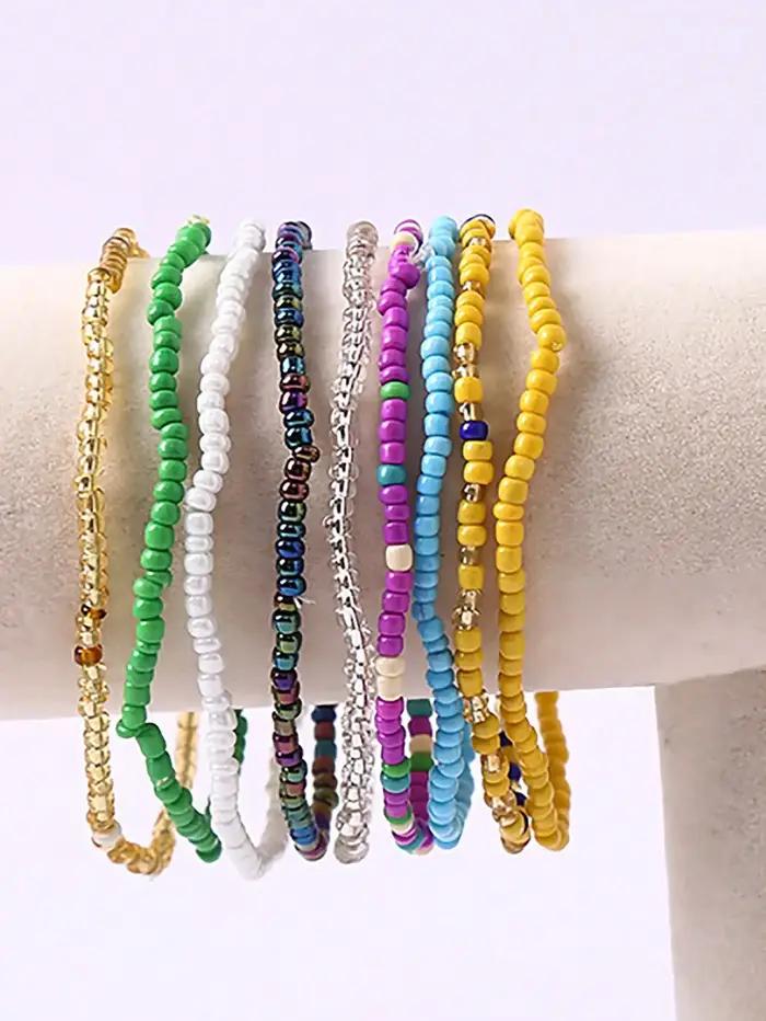 17 pièces Bracelets de perles élastiques bohème empilables