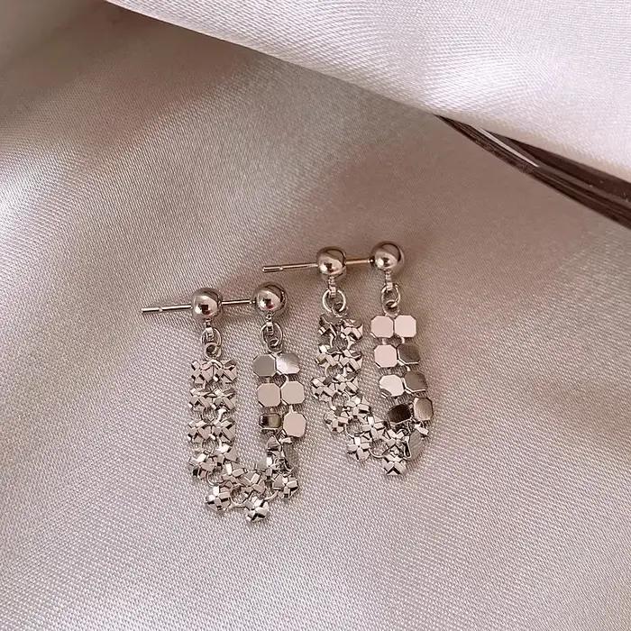 Boucles d'oreilles longues à pampilles brillantes pour femmes et filles