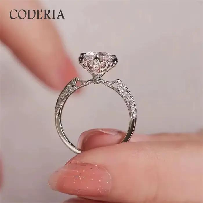 Bague de mariage Moissanite pour femme, 1 carat, couleur D, diamant taillé, argent regardé 925, plaq
