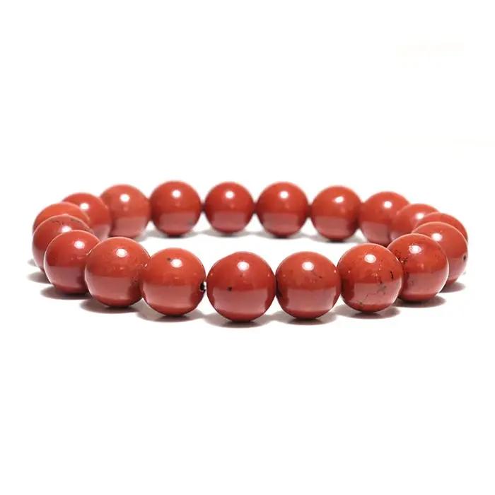Bracelet en pierre de corail rouge naturelle véritable pour hommes et femmes longueur ajustée perles rondes yoga méditation bien-être