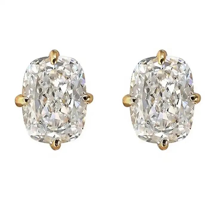 Huitan femmes boucles d'oreilles couleur or incrusté grand blanc CZ Style Simple fête accessoires quotidiens mode polyvalent bijoux de mariage