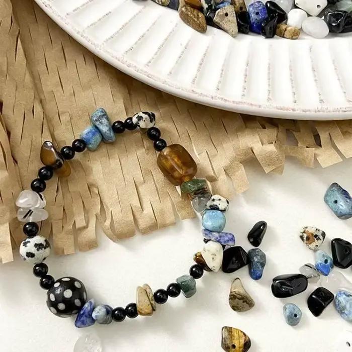 Perles en pierre naturelle de Dalmatien, perles en vrac, fabrication artisanale de bracelets, colliers, accessoires de bijouterie, fournitures d'artisanat