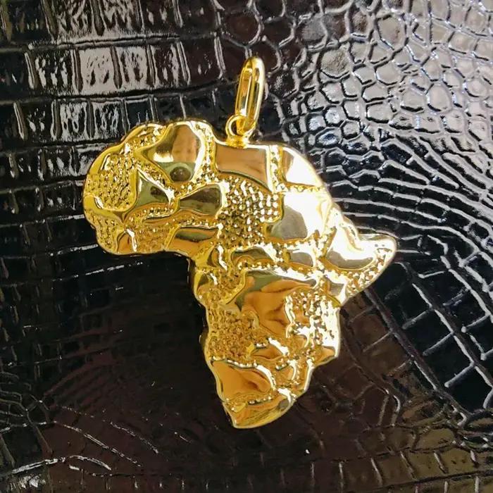 Pendentifs plaqués or pour collier femmes hommes mode couleur or 18 carats conception de carte afric