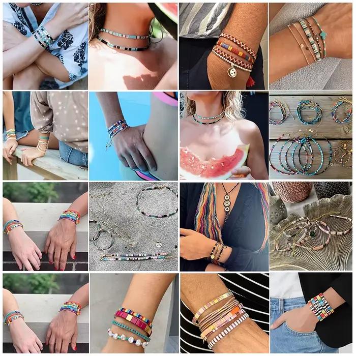 Lune fille coloré Miyuki Bracelets pour femme à la mode charme Wrap Tila Delica perles Boho Surf Pulseras Mujer bijoux livraison directe