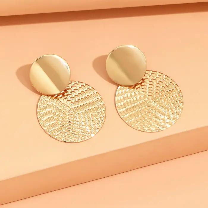 Aretes De Mujer bohême à la mode géométrique métal boucles d'oreilles rondes pour les femmes