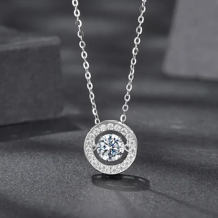 Collier en argent Sterling 925 avec Moissanite Design Unique pour Femmes Occasions Spéciales