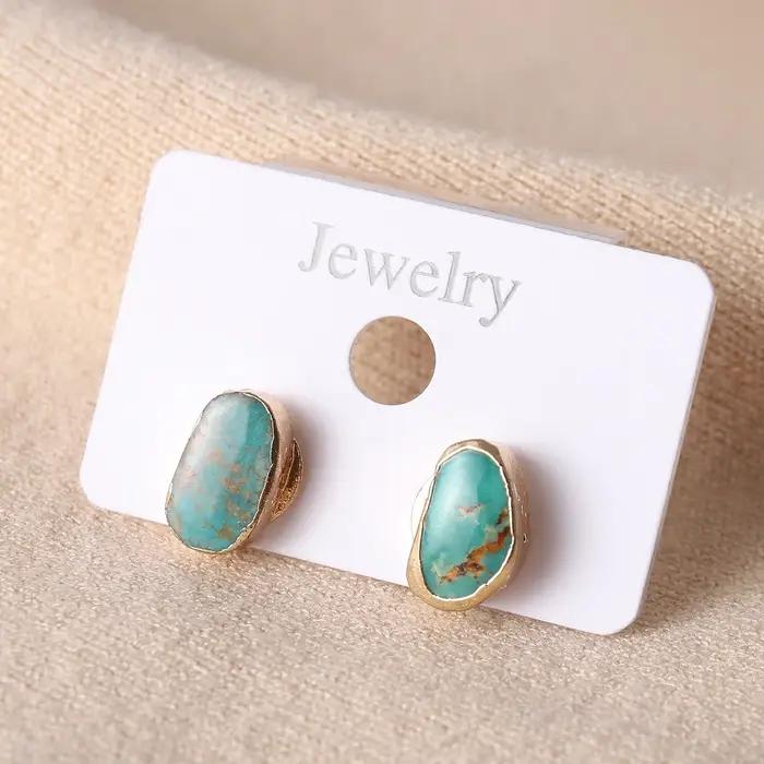 Syn bleu Turquoise boucles d'oreilles irrégulières galvanisées