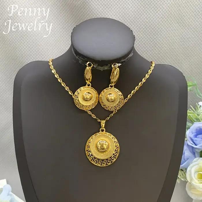 Ensemble de bijoux plaqué or 18 carats pour femmes collier et boucles d'oreilles occasion mariage cadeau original luxe