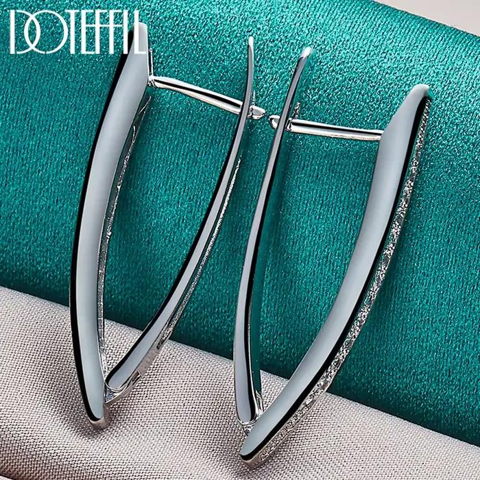 DOTEFFIL 925 en argent Sterling AAA Zircon breloque V boucle d'oreille pour femme bijoux mode cadeau