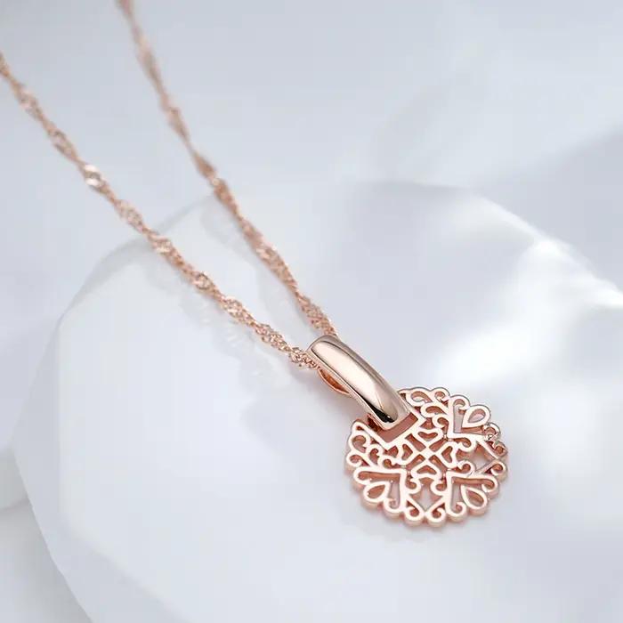 Pendentif JULYDREAM en or rose 585 avec chaîne à vagues d'eau pour femmes élégance quotidienne mariage anniversaire fête cadeau occasions spéciales