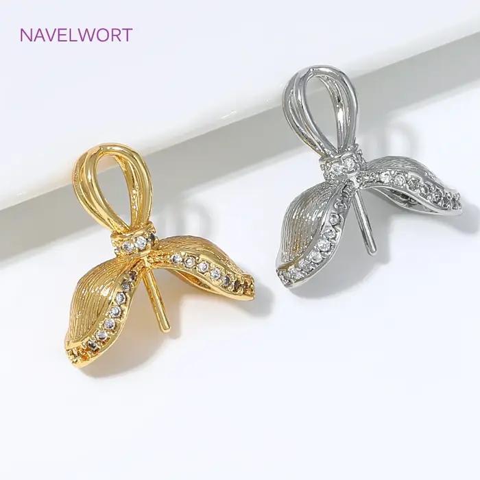 Pendentifs en laiton plaqué or 18 carats en forme de pétale avec accessoires de fixation pour perles