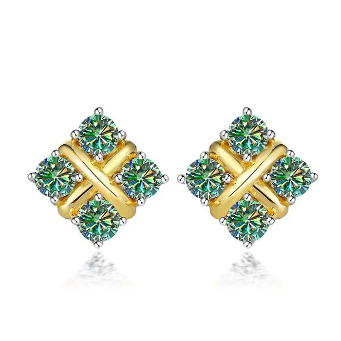 Boucles d'oreilles Moissanite Stub pour femmes, Boucles d'oreilles Gra Moissanite, Boucles d'oreille